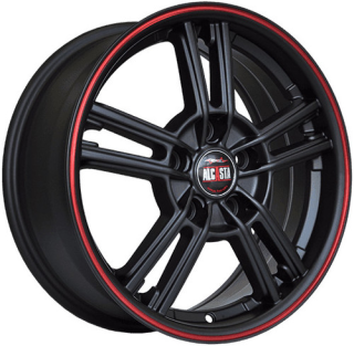 Диск литой Alcasta M14 16x6.5J/4x100 D60.1 ET50 Черный матовый с красной полосой